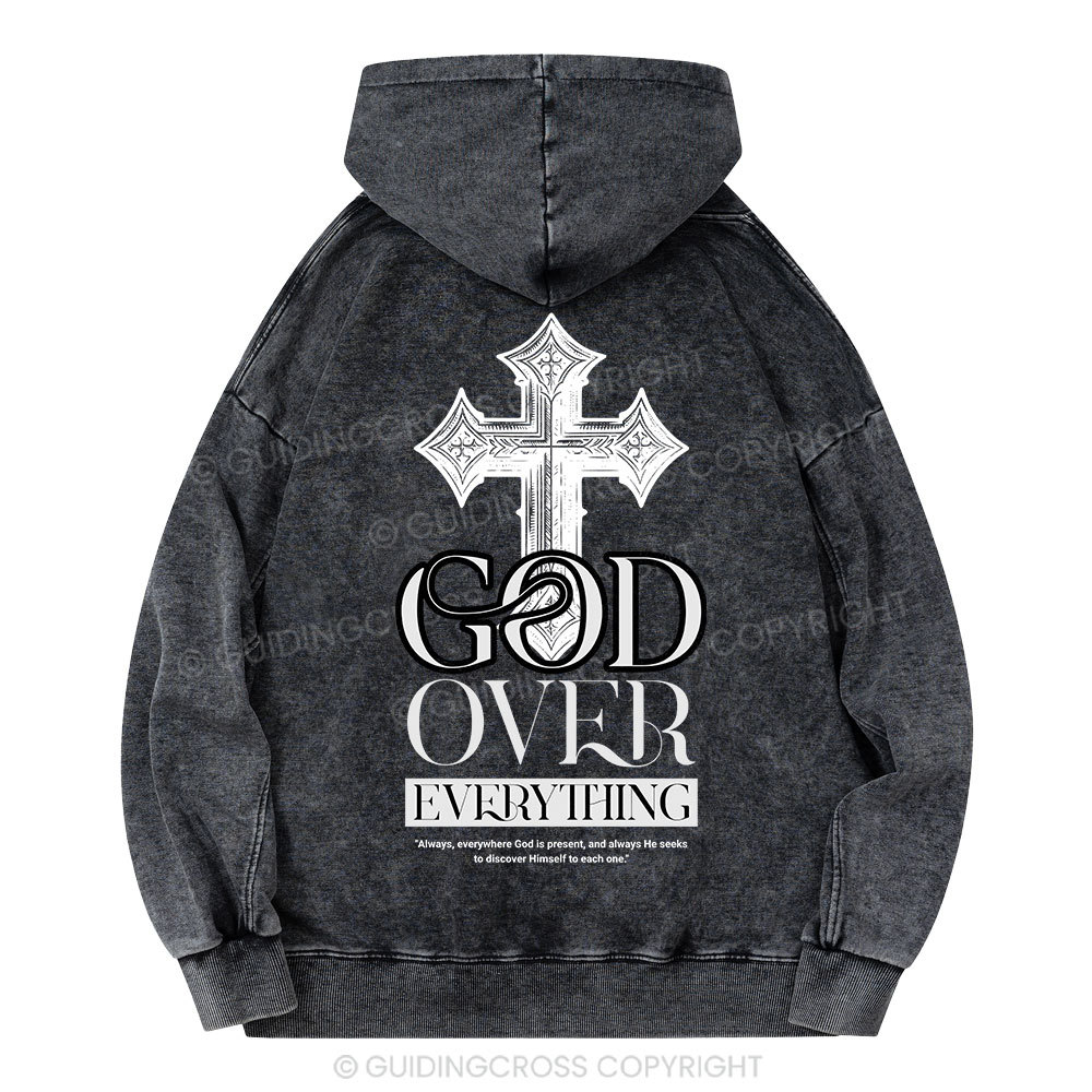 God Over Everything Christian Washed Hoodie