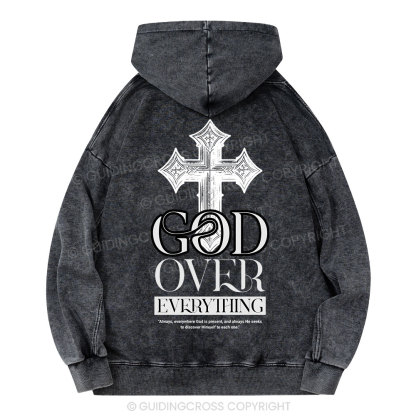 God Over Everything Christian Washed Hoodie