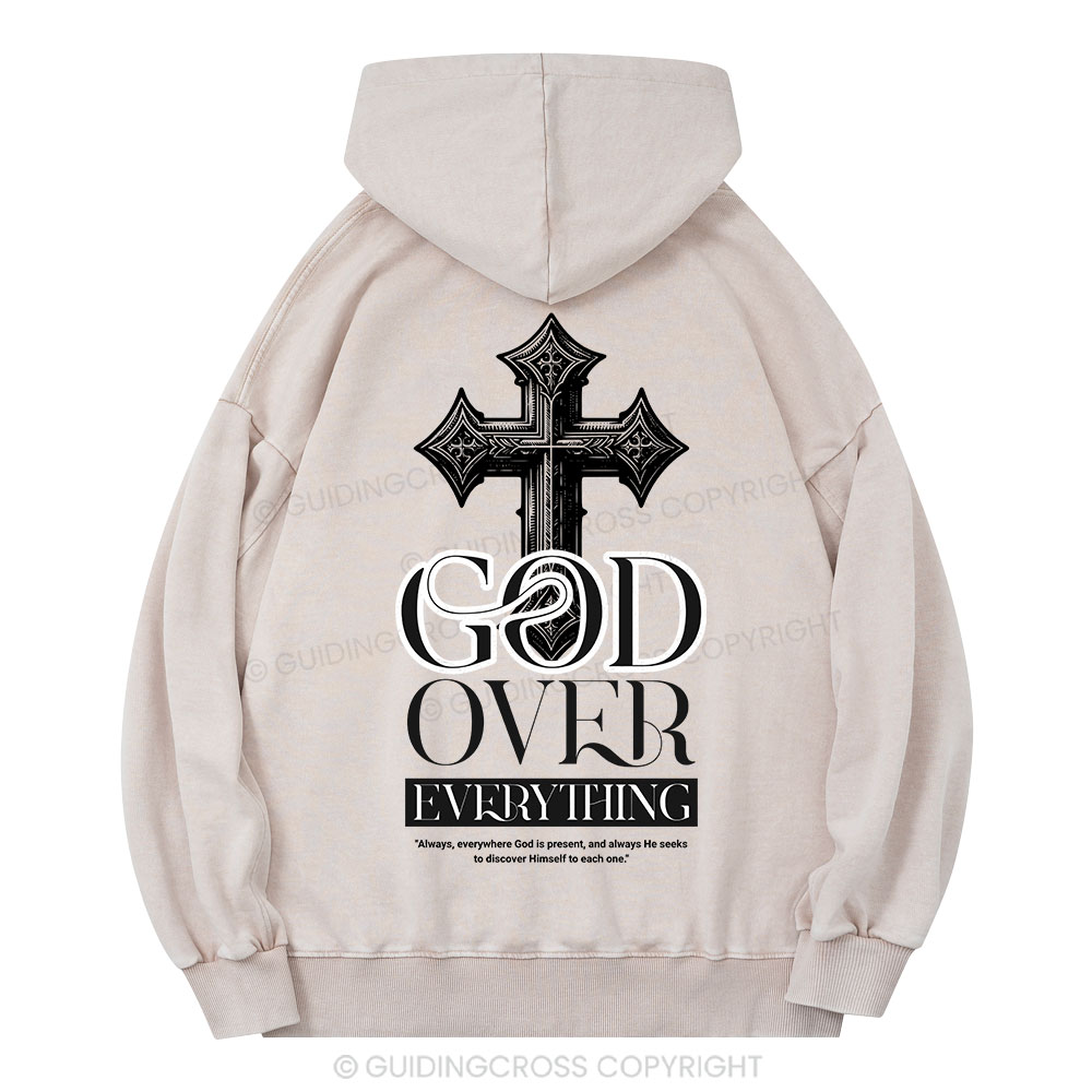 God Over Everything Christian Washed Hoodie