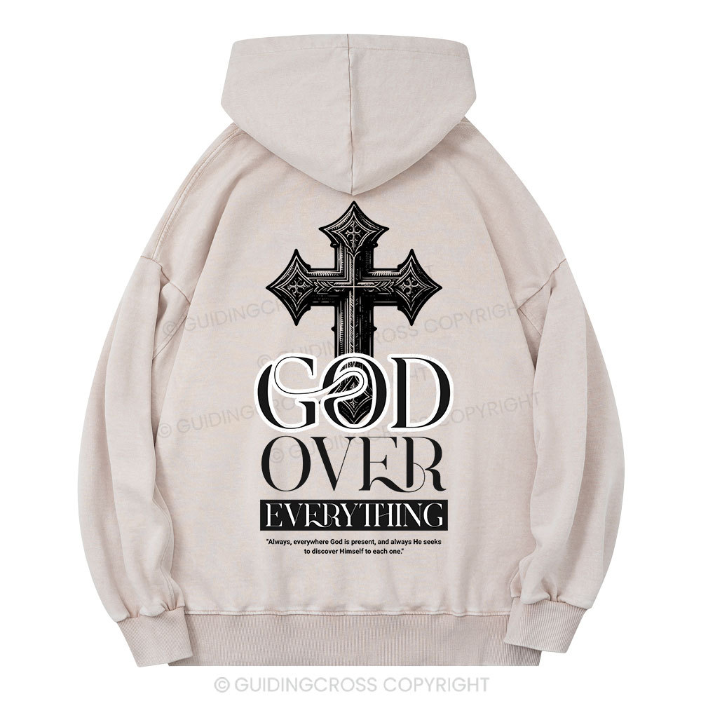 God Over Everything Christian Washed Hoodie