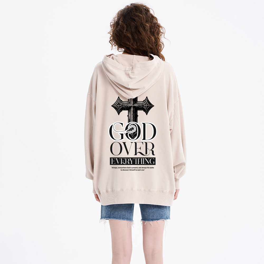 God Over Everything Christian Washed Hoodie