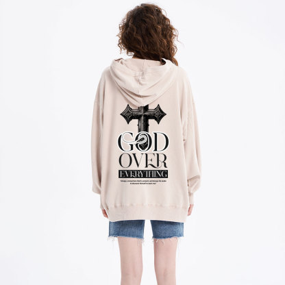 God Over Everything Christian Washed Hoodie
