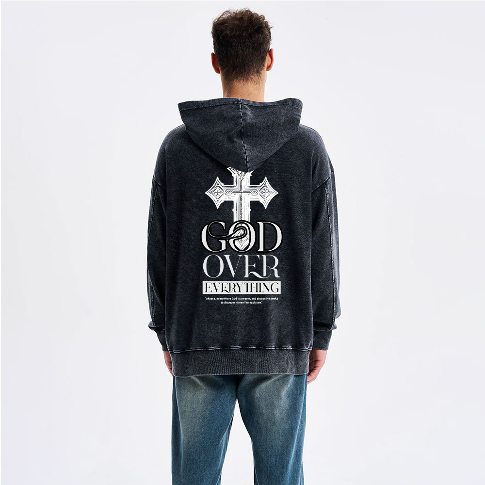 God Over Everything Christian Washed Hoodie