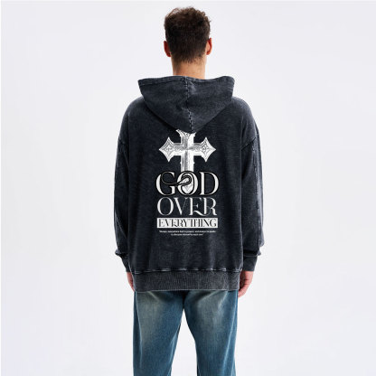 God Over Everything Christian Washed Hoodie