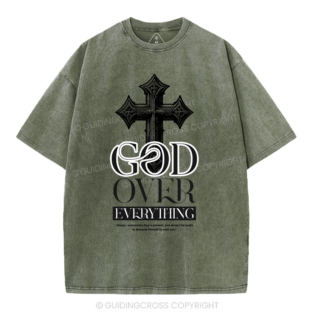 God Over Everything Christian Washed T-Shirt