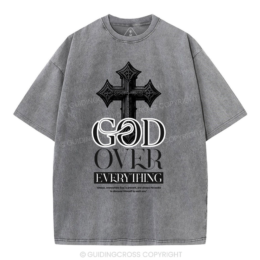 God Over Everything Christian Washed T-Shirt