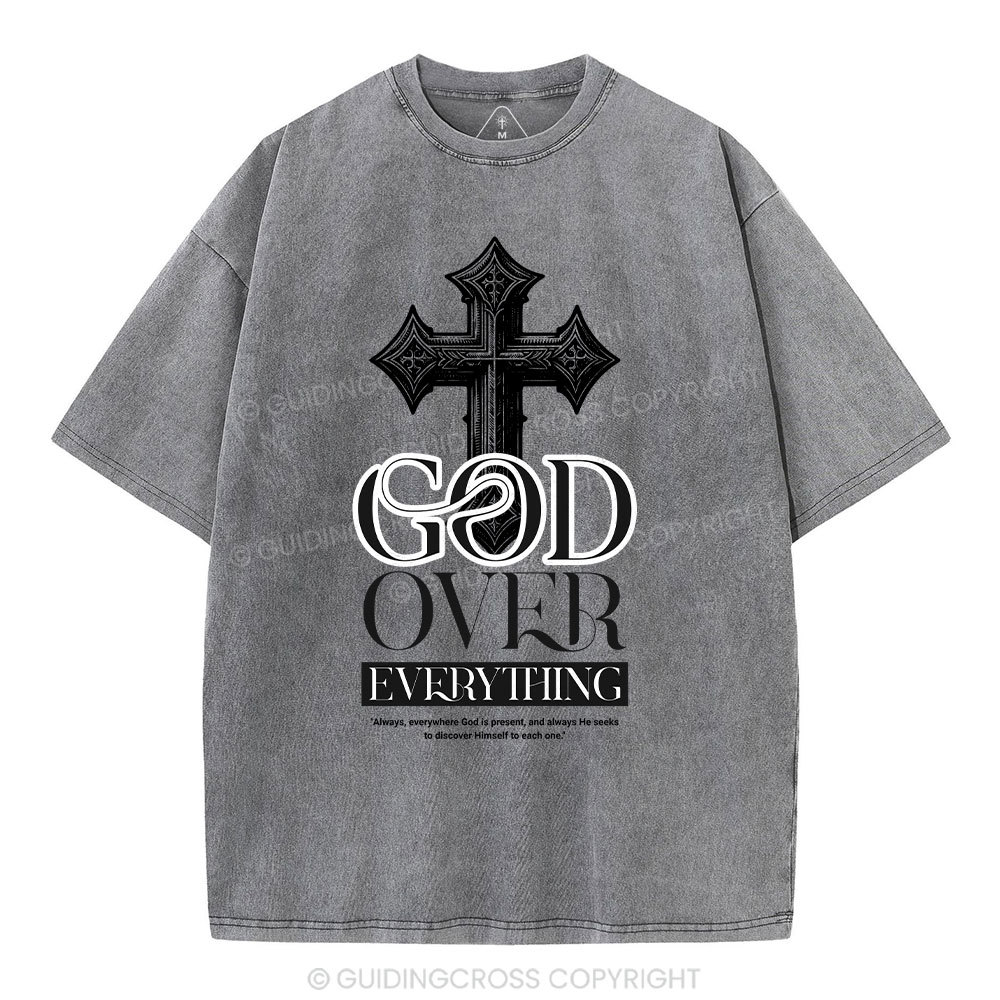 God Over Everything Christian Washed T-Shirt