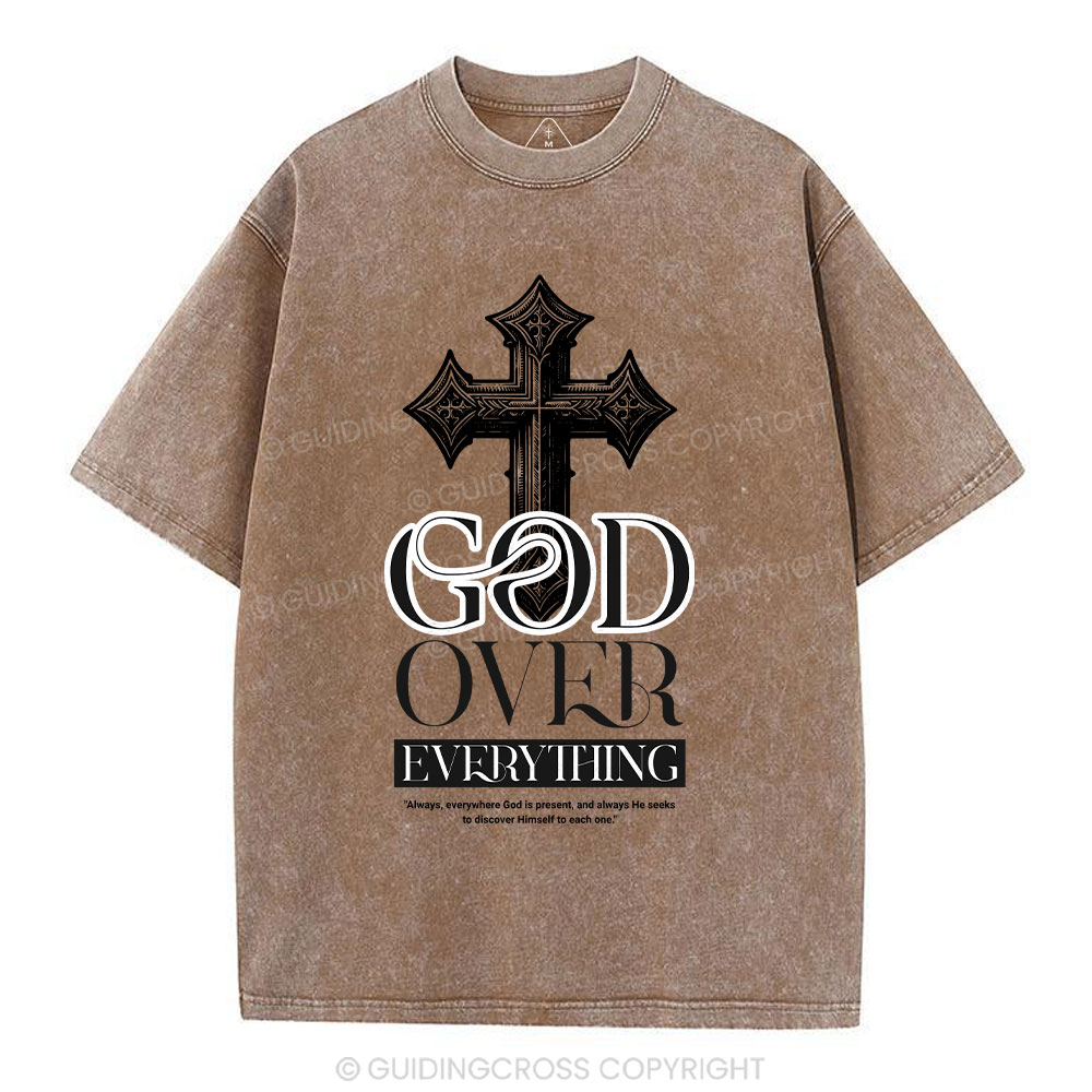 God Over Everything Christian Washed T-Shirt