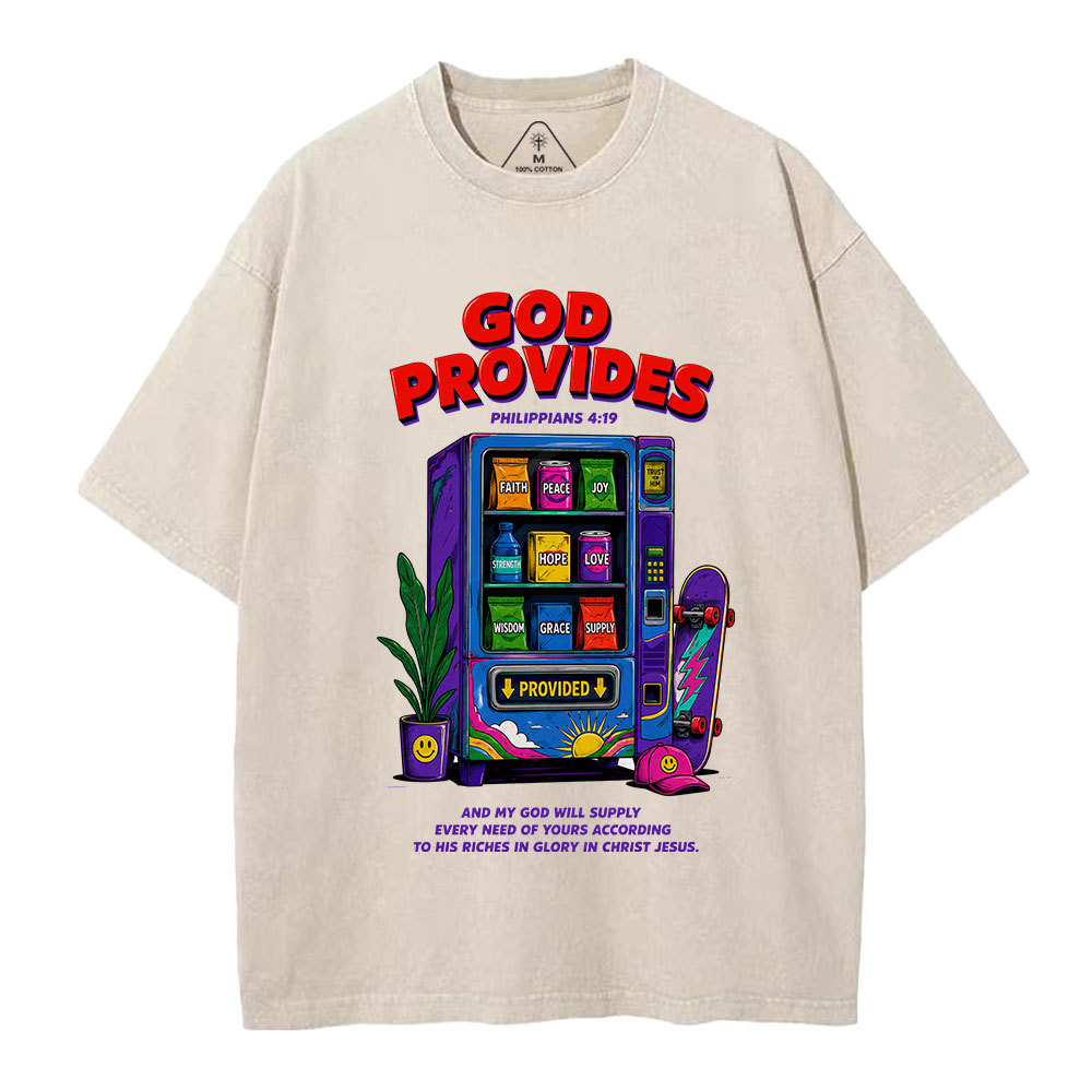 God Provides Christian Washed T-Shirt 