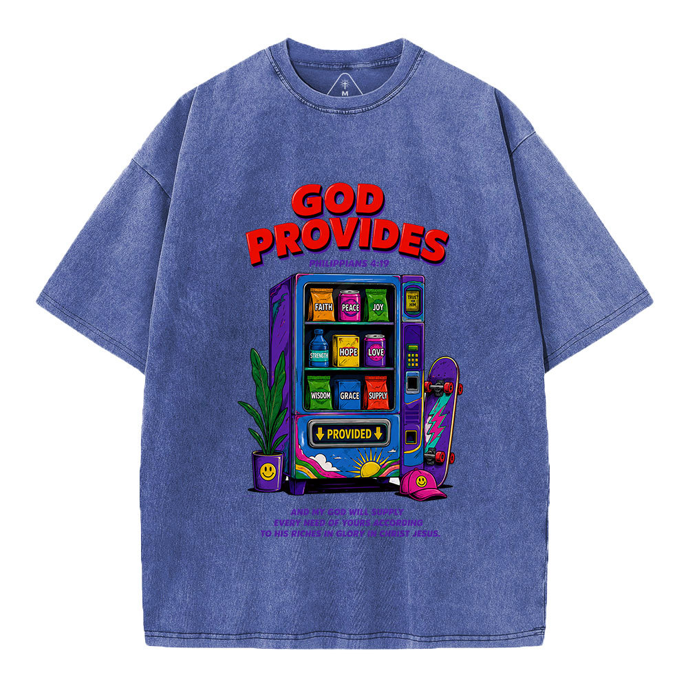 God Provides Christian Washed T-Shirt 