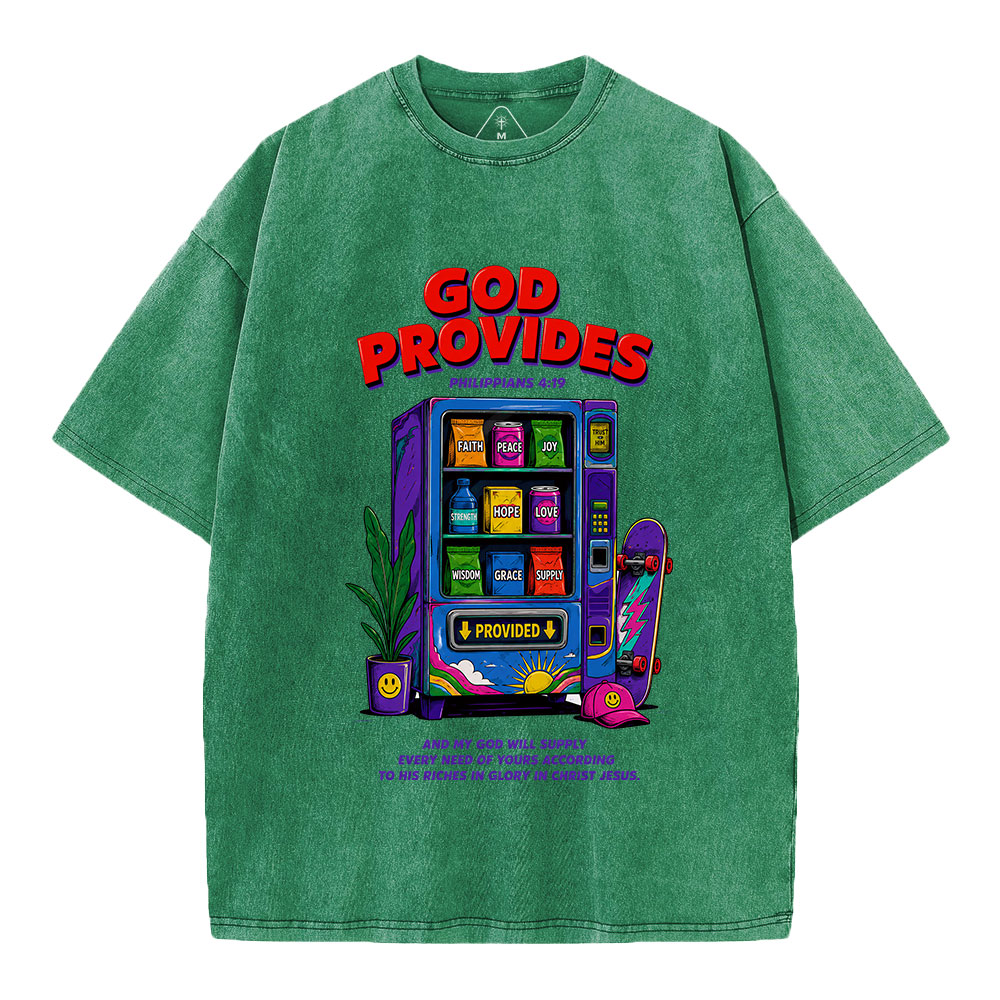 God Provides Christian Washed T-Shirt 