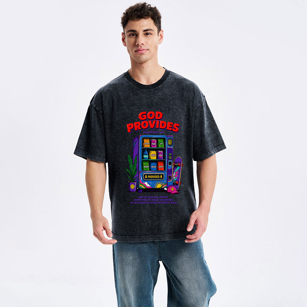 God Provides Christian Washed T-Shirt 