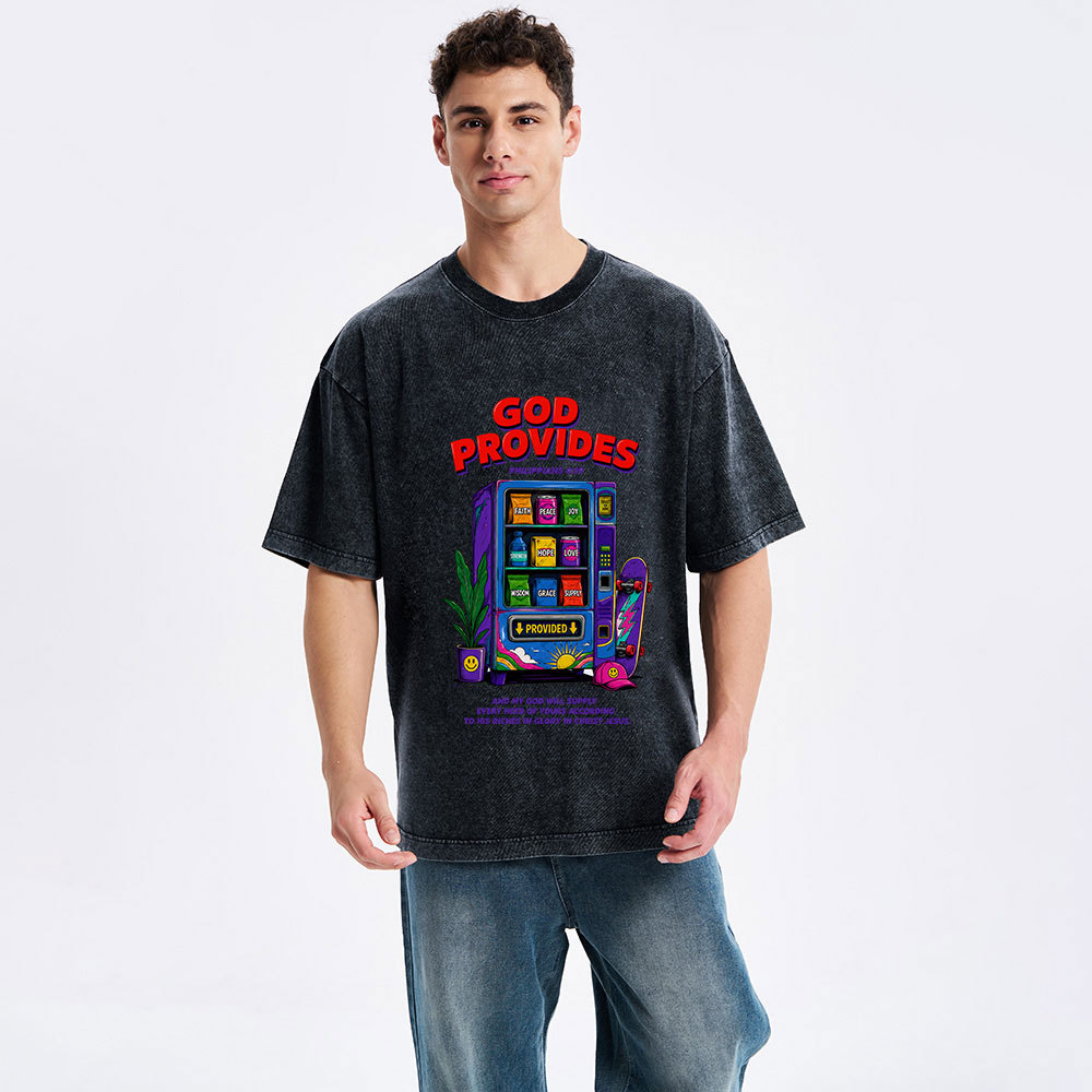 God Provides Christian Washed T-Shirt 