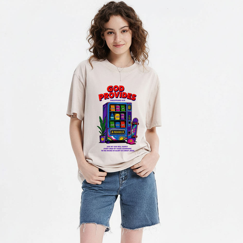 God Provides Christian Washed T-Shirt 
