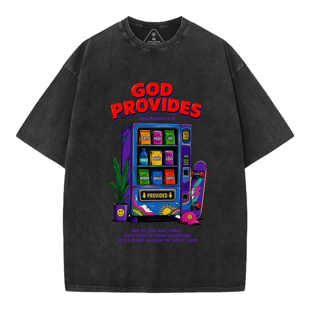 God Provides Christian Washed T-Shirt 