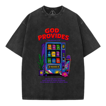 God Provides Christian Washed T-Shirt 