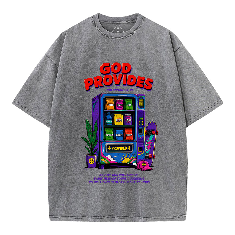 God Provides Christian Washed T-Shirt 