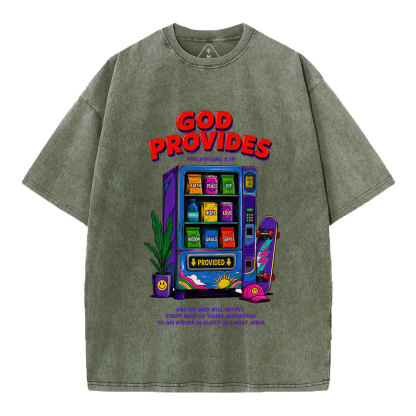 God Provides Christian Washed T-Shirt 