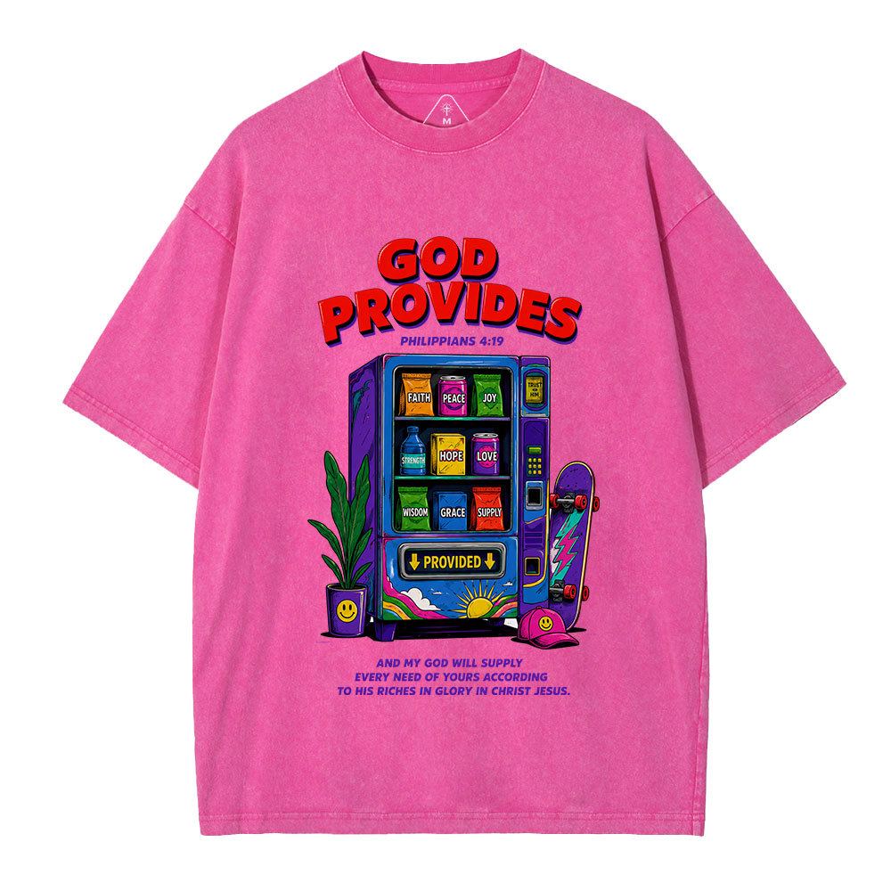 God Provides Christian Washed T-Shirt 