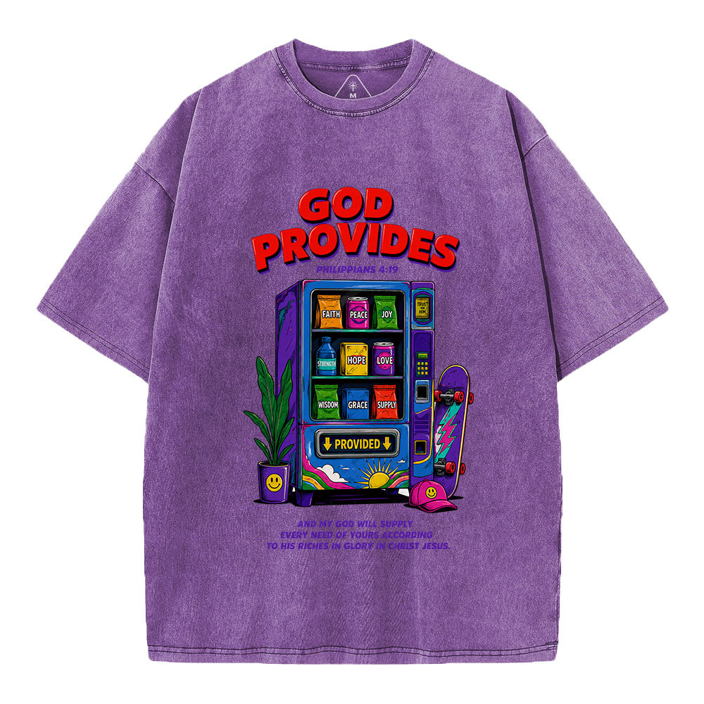 God Provides Christian Washed T-Shirt 