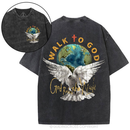 God Rules The World Christian Washed T-Shirt