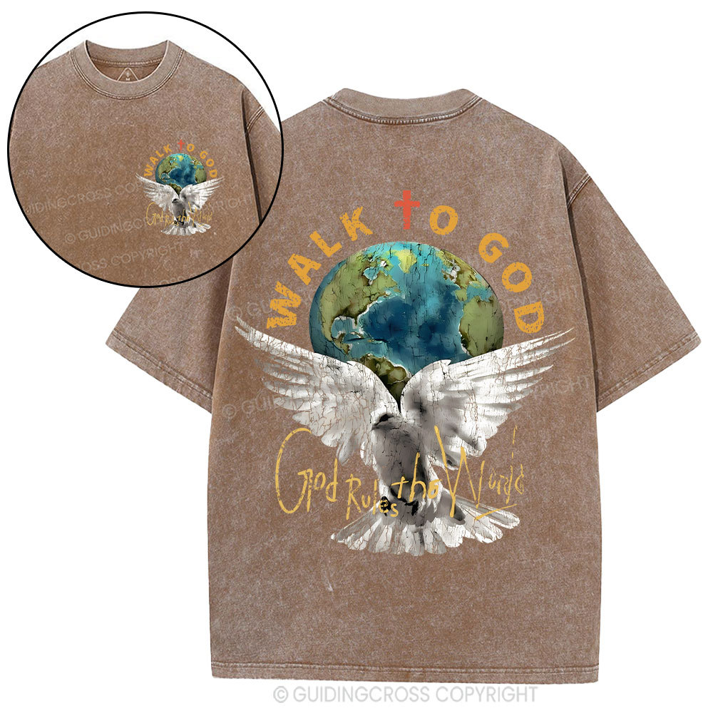 God Rules The World Christian Washed T-Shirt