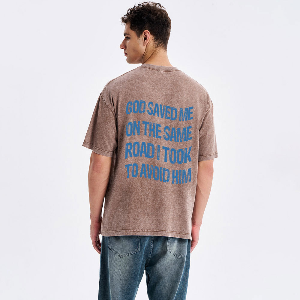 God Saved Me On The Same Road Christian Washed T-Shirt