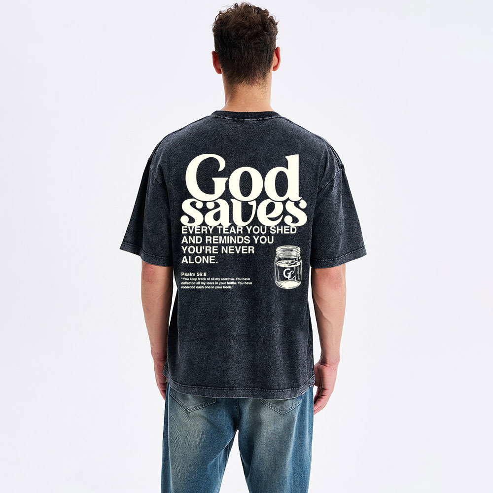 God Saves Christian Washed T-Shirt