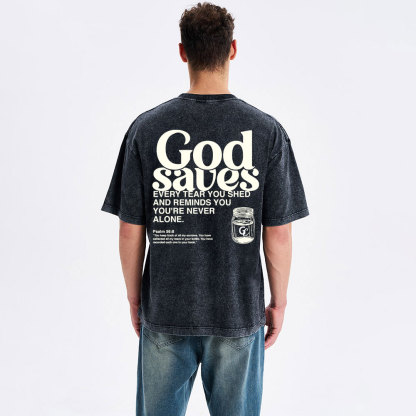 God Saves Christian Washed T-Shirt