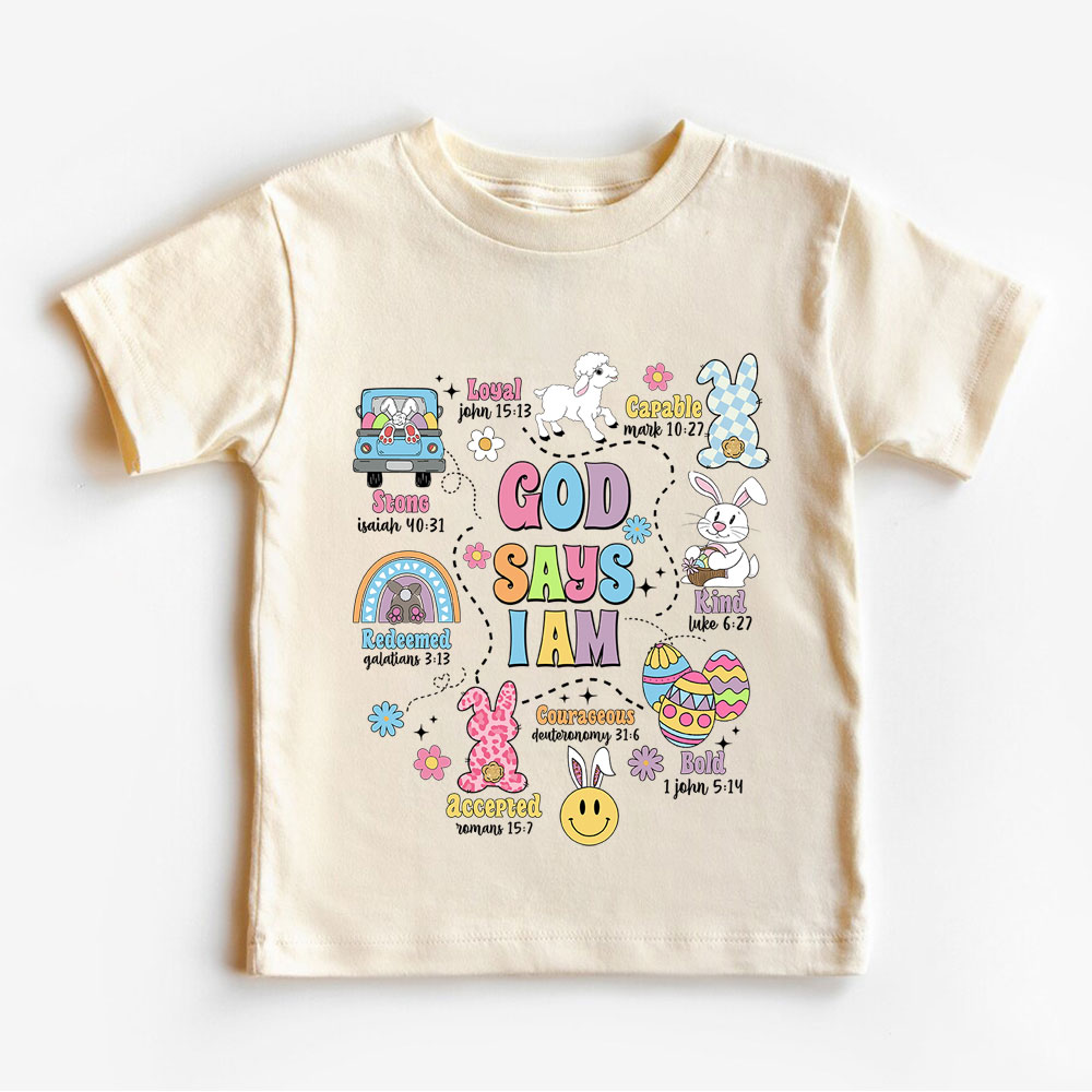 God Says I Am Christian Easter Kids T Shirt