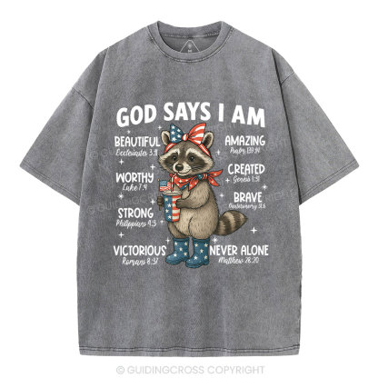 God Say I Am Never Alone Christian Washed T-Shirt