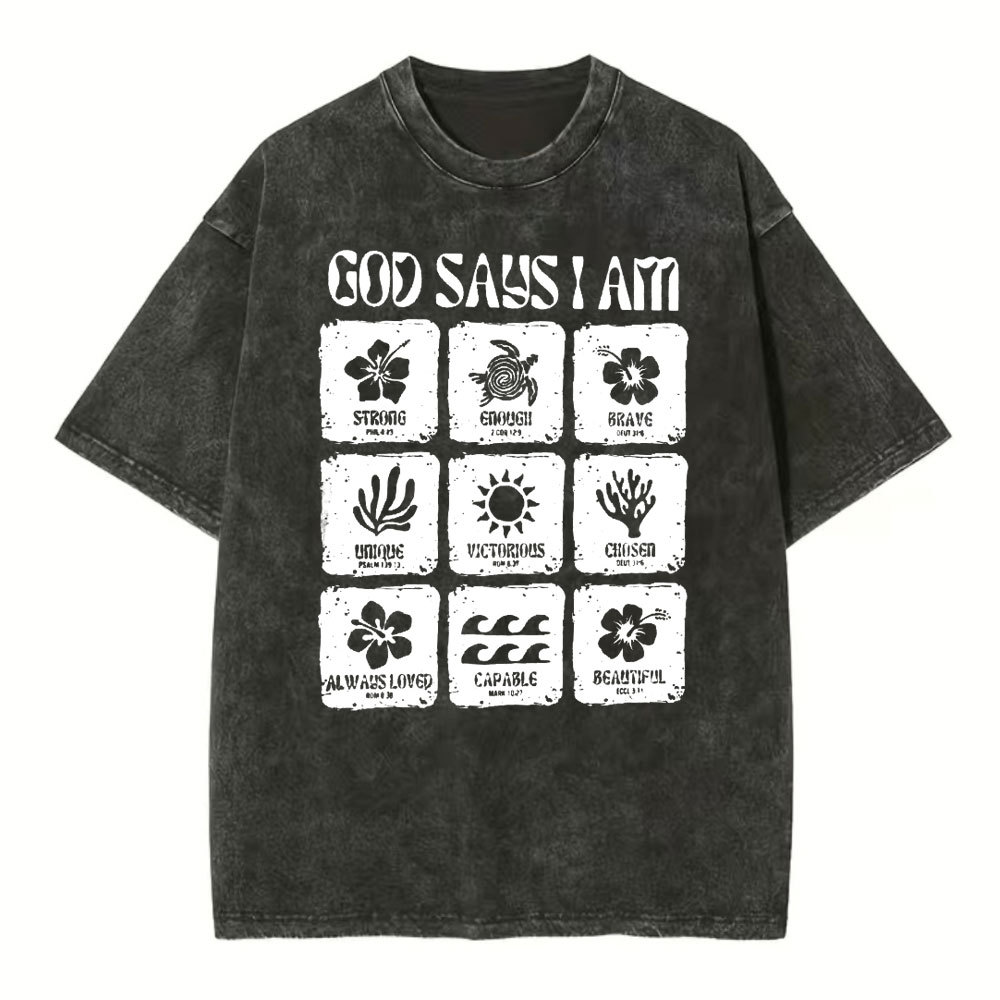 God Says I Am Christian Washed T-Shirt