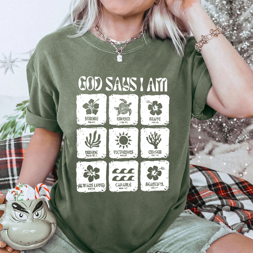 God Says I Am Christian Washed T-Shirt