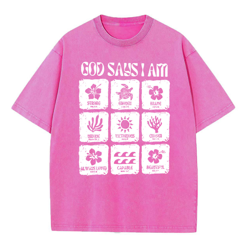God Says I Am Christian Washed T-Shirt