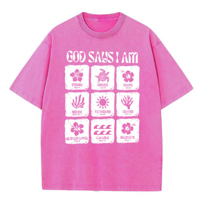 God Says I Am Christian Washed T-Shirt