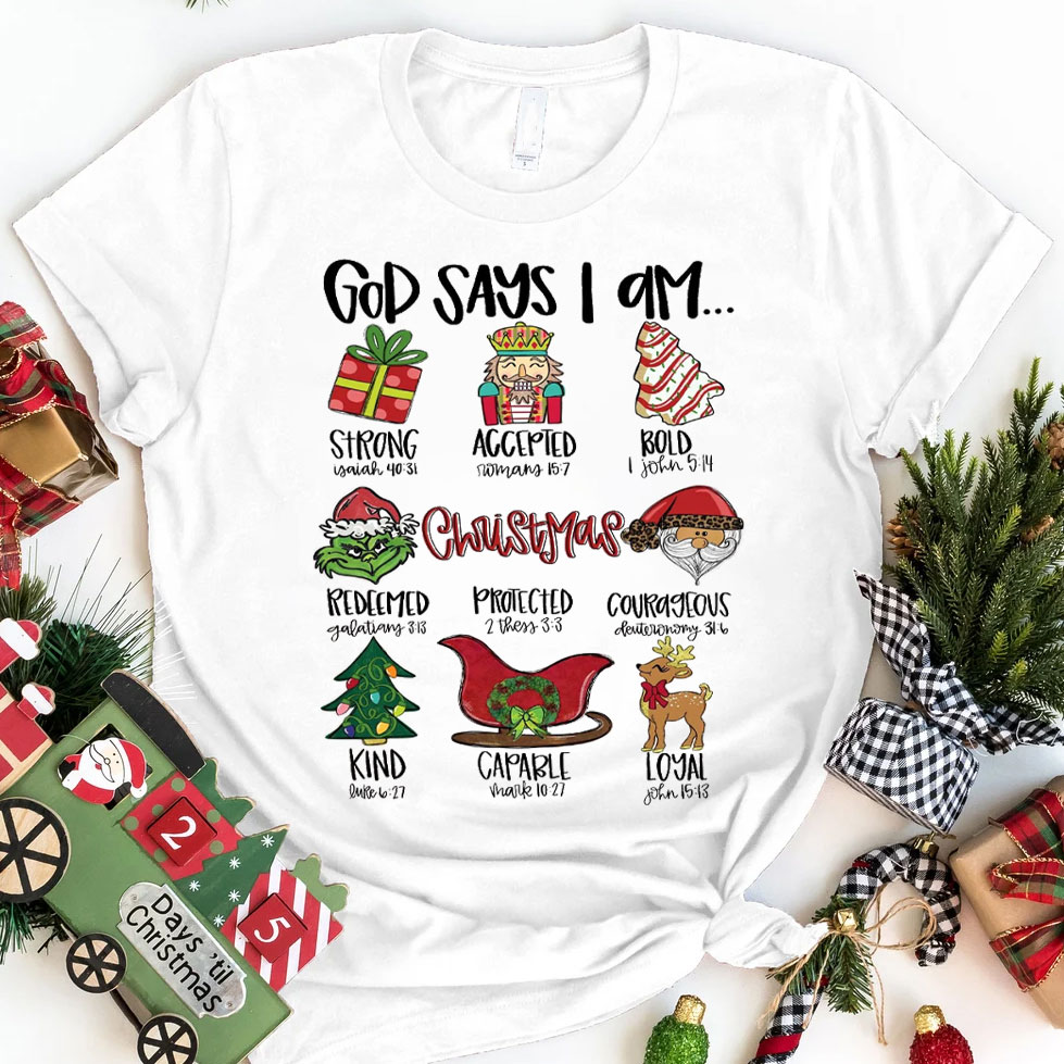 God Says I Am Christmas Christian T-Shirt Sale-GuidingCross