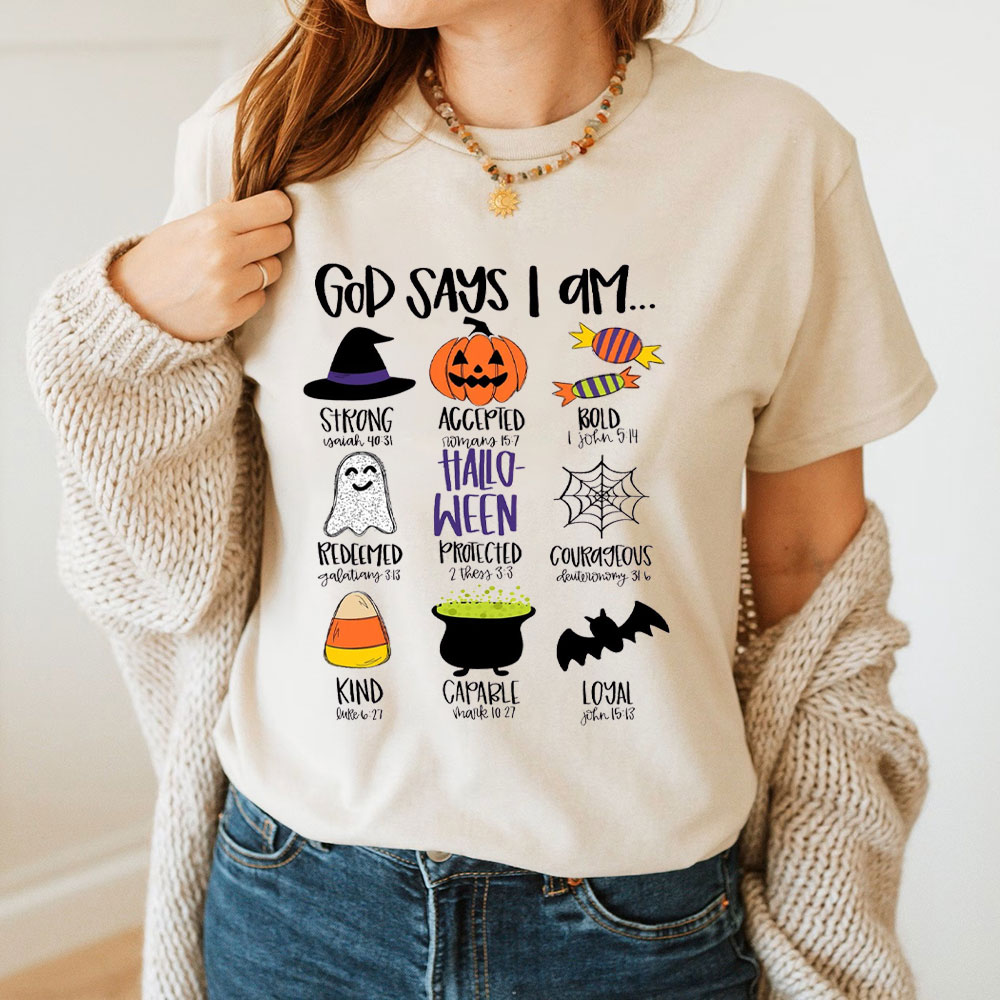 God Says I Am Fall Halloween Christian  T-Shirt