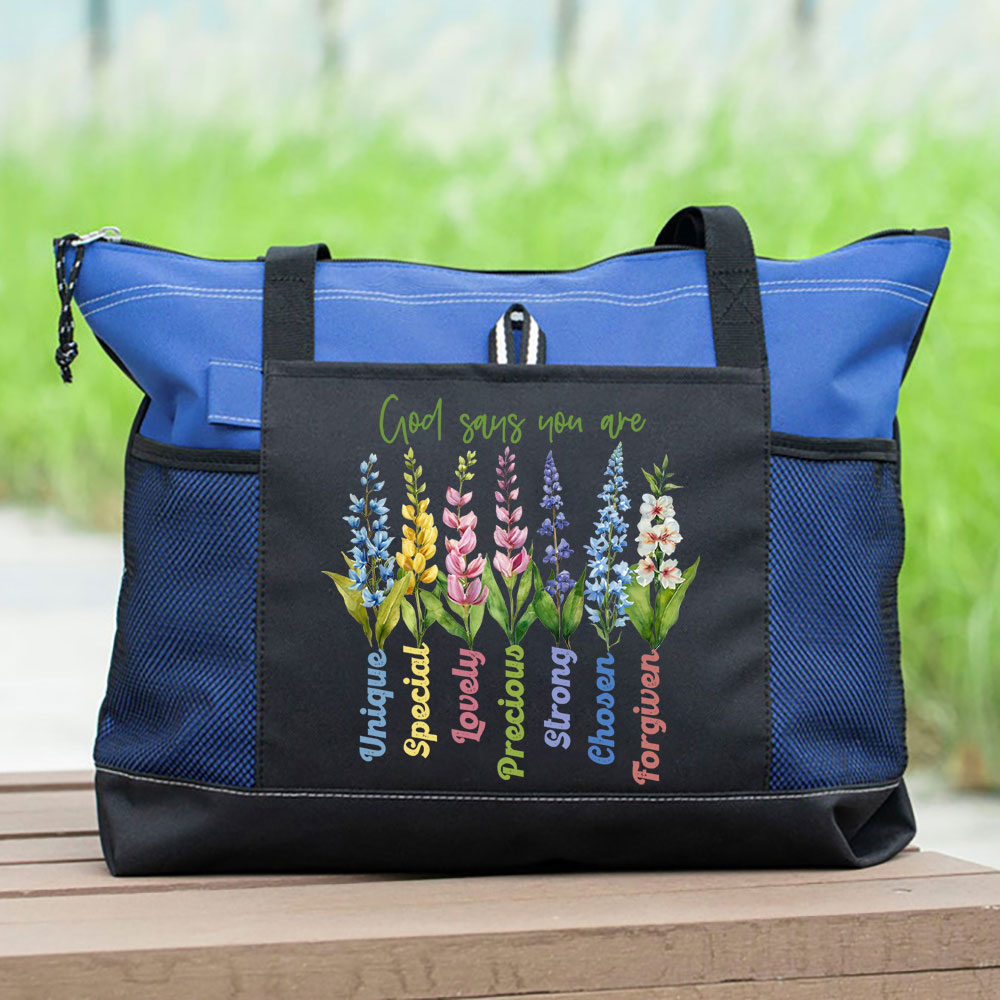 God Says You Are Flower Christian Tote Bag