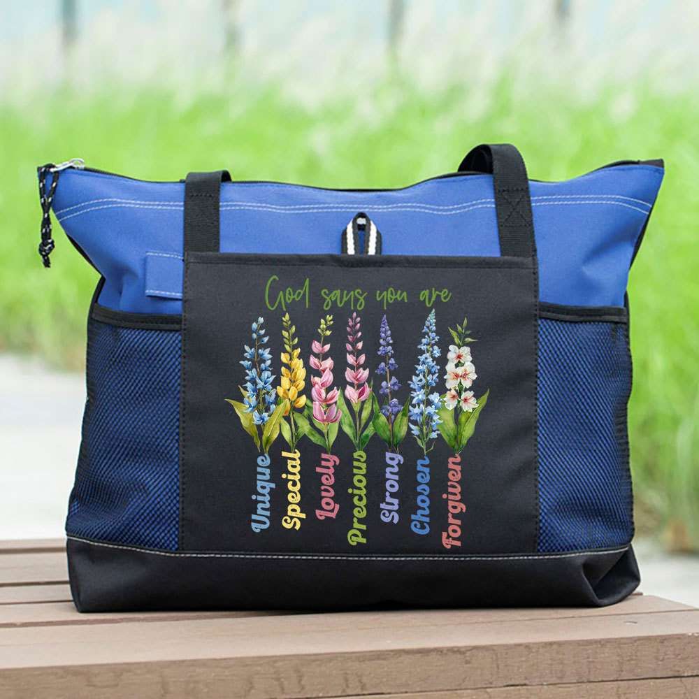 God Says You Are Flower Christian Tote Bag