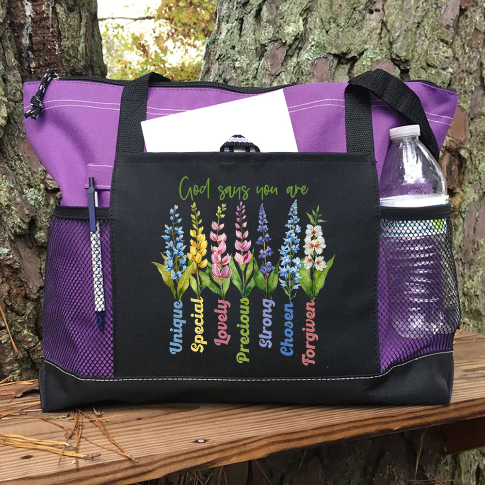 God Says You Are Flower Christian Tote Bag