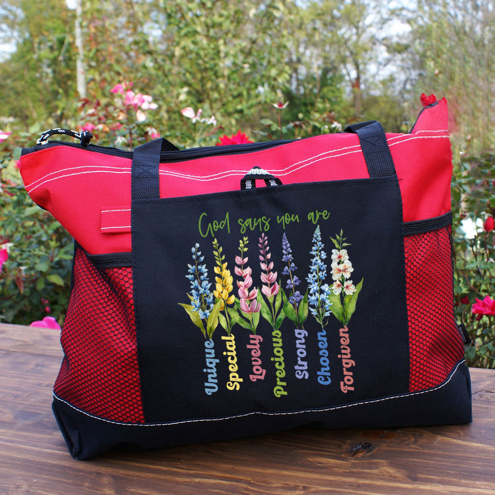 God Says You Are Flower Christian Tote Bag