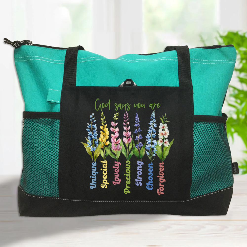 God Says You Are Flower Christian Tote Bag