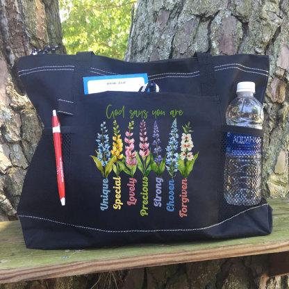 God Says You Are Flower Christian Tote Bag