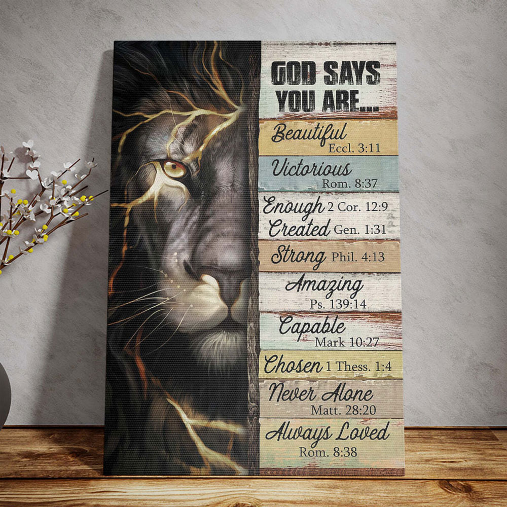 God Says You Are King Lion Christian Canvas Wall Art