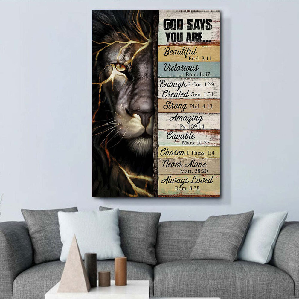 God Says You Are King Lion Christian Canvas Wall Art