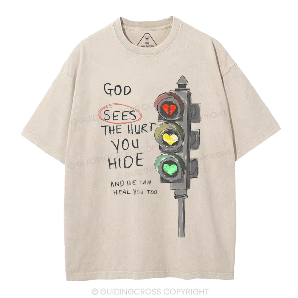 God Sees The Hurt You Hide Christian Washed T-Shirt