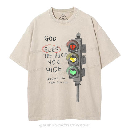 God Sees The Hurt You Hide Christian Washed T-Shirt