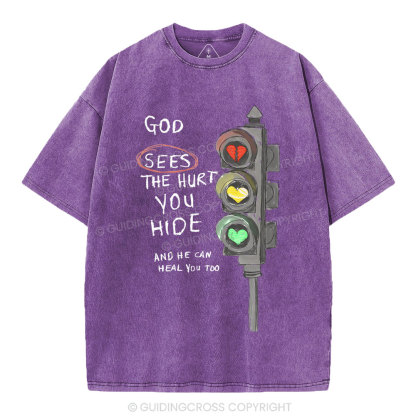 God Sees The Hurt You Hide Christian Washed T-Shirt
