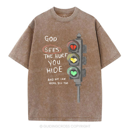 God Sees The Hurt You Hide Christian Washed T-Shirt