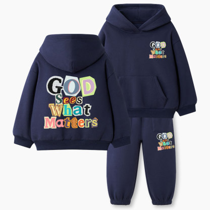 God Sees What Matters Christian Kid Fleece Hoodie Set